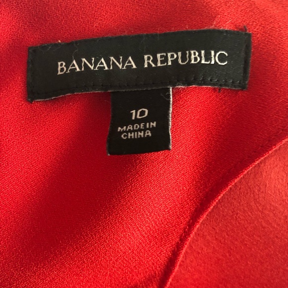 Size 10 Red Dress Crew Neck Banana Republic Pocket - Picture 5 of 8